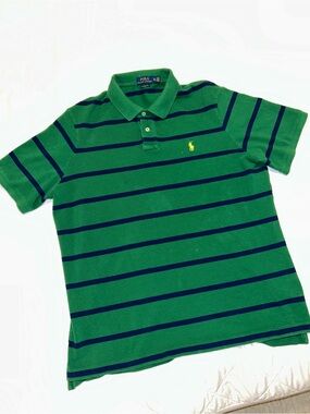 Polo by Ralph Lauren Green Navy Striped Polo Shirt